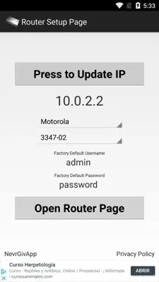 Router Setup Page android App screenshot 0